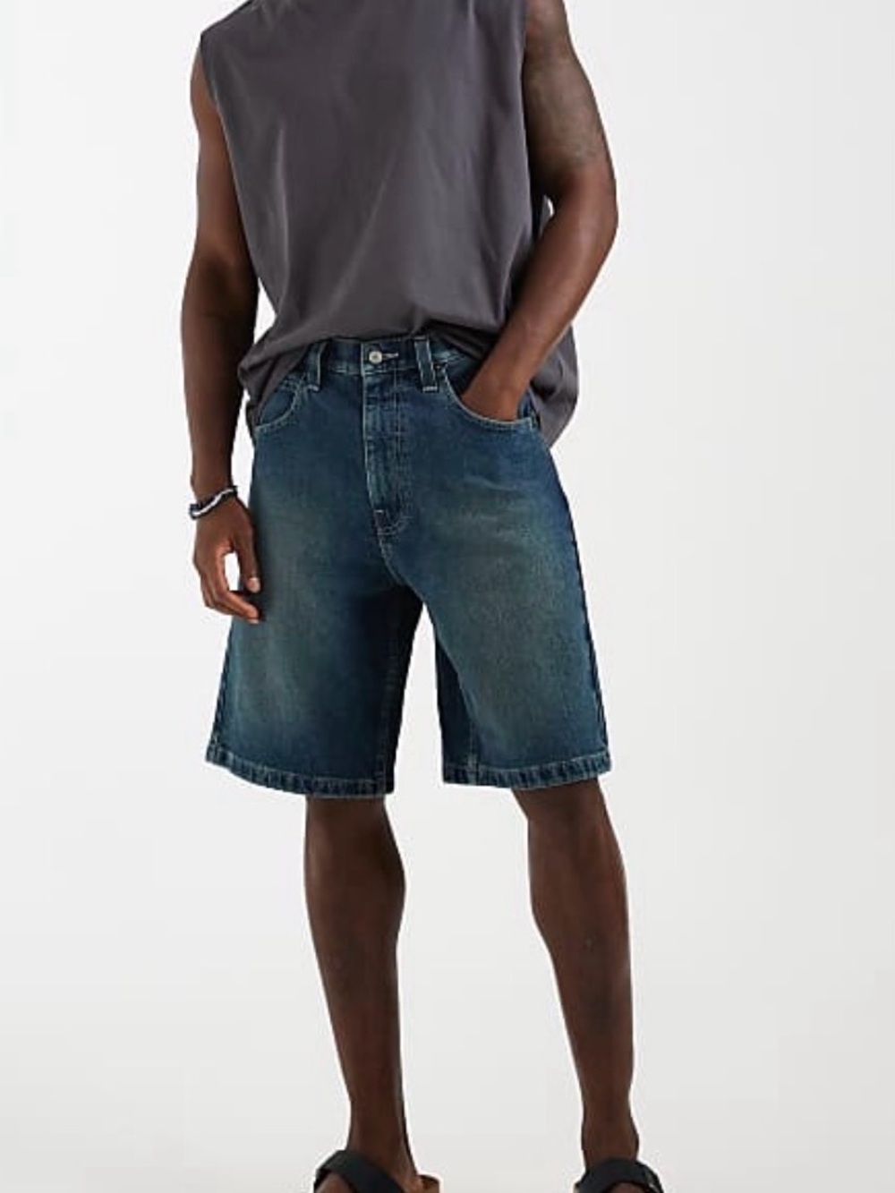 Denim punk blue relaxed fit H&M retro shorts y2k going out distressed bottoms